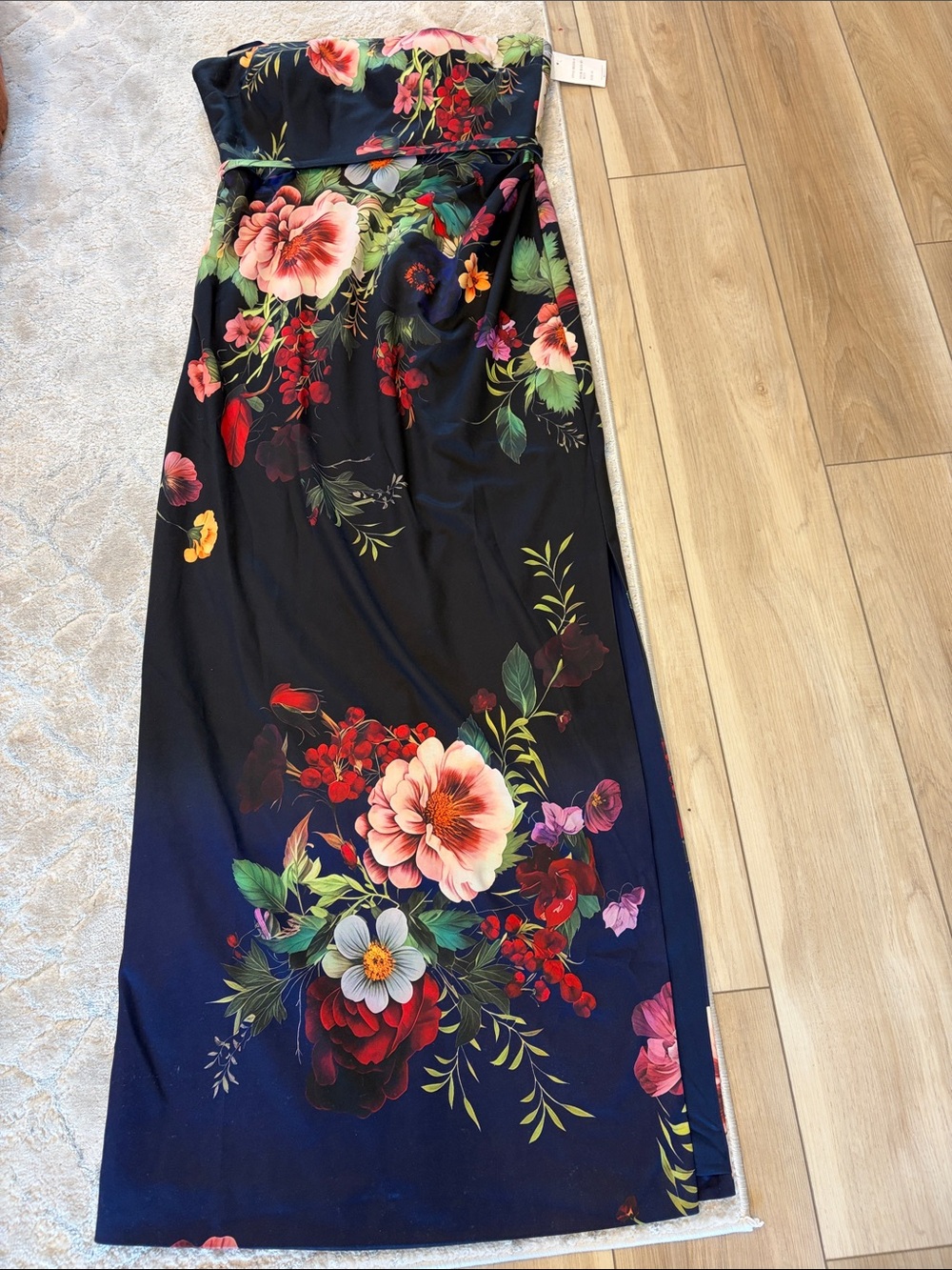 New Rene Floral Strapless Maxi dress in Navy and Multi floral
